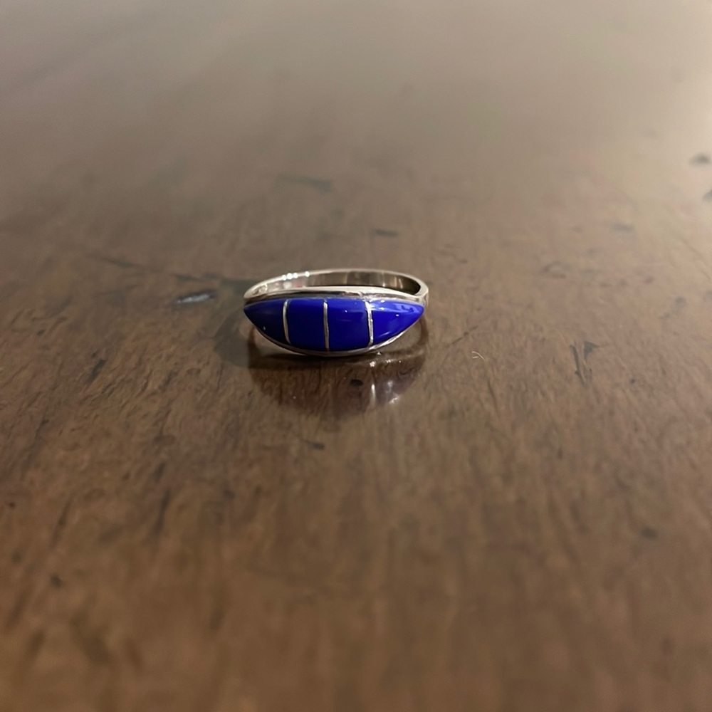 Goldie Lew Mini Vertical Shield Ring in Navy